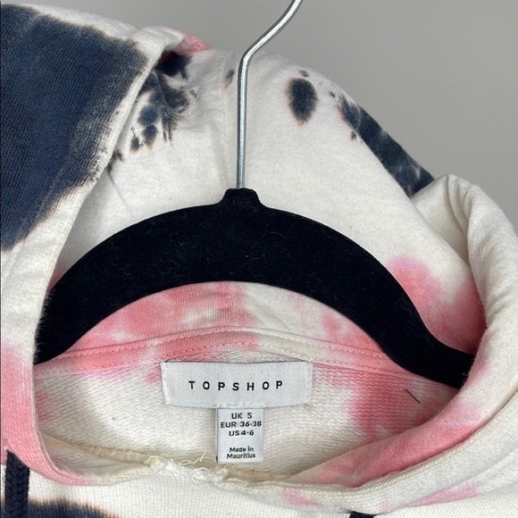Topshop Tie-Dye Hoodie in Pink and Navy - Picture 3 of 5